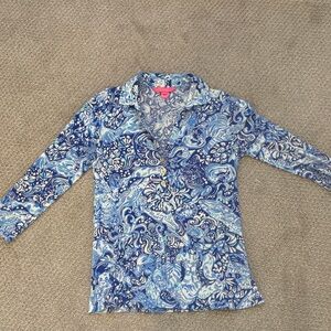 Lilly Pulitzer Blue and White Paisley Blouse